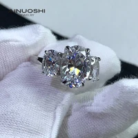 ainuoshi 925 sterling silver 8x11mm oval cut simulated sona diamond engagement rings gifts for classic three stone rings