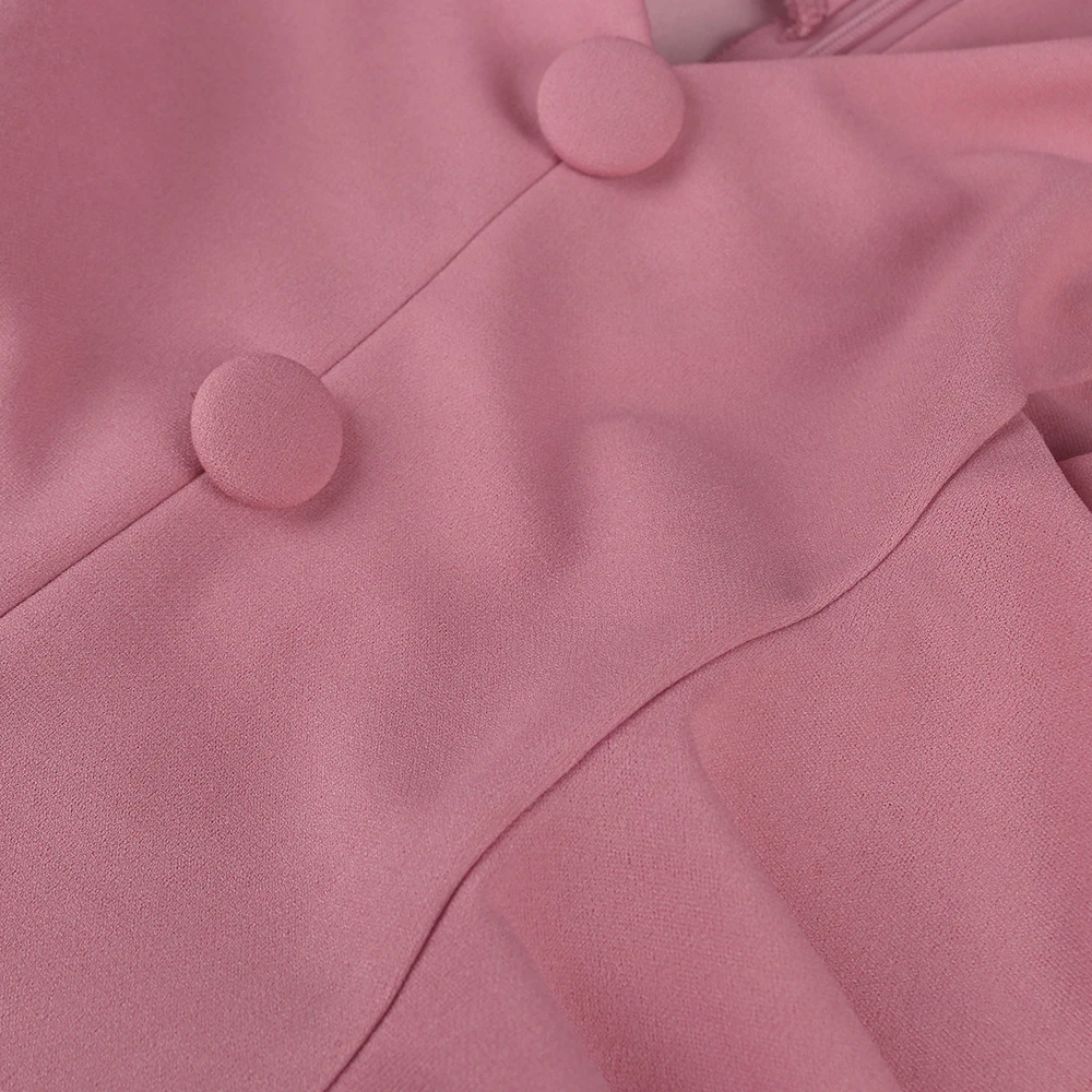 

V Neck Bodycon Jumpsuits Plus Size 4XL Lovely Pink Short Ruffles Sleeve Birthday Party Occasion Event Overalls One Piece Outfit