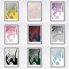 Koto, Токийская карта, скандинавский Ретро минимализм, живопись, постеры и принты на холсте, настенное искусство, модульные картины, домашний декор, подарок