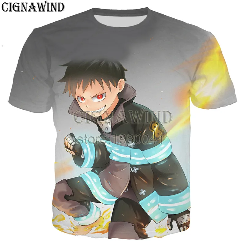 Футболка Мужская/женская с 3D принтом аниме Fire Force модный топ коротким рукавом