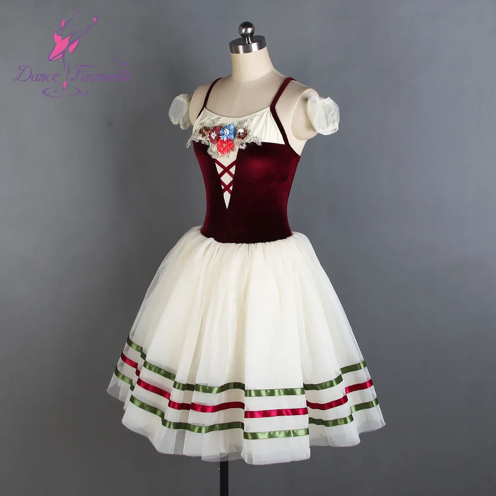 Burgundy velvet top bodice Ballet Costumes Ivory tulles with ribbon tutu Romantic Tutu Girl and women ballet | Тематическая одежда