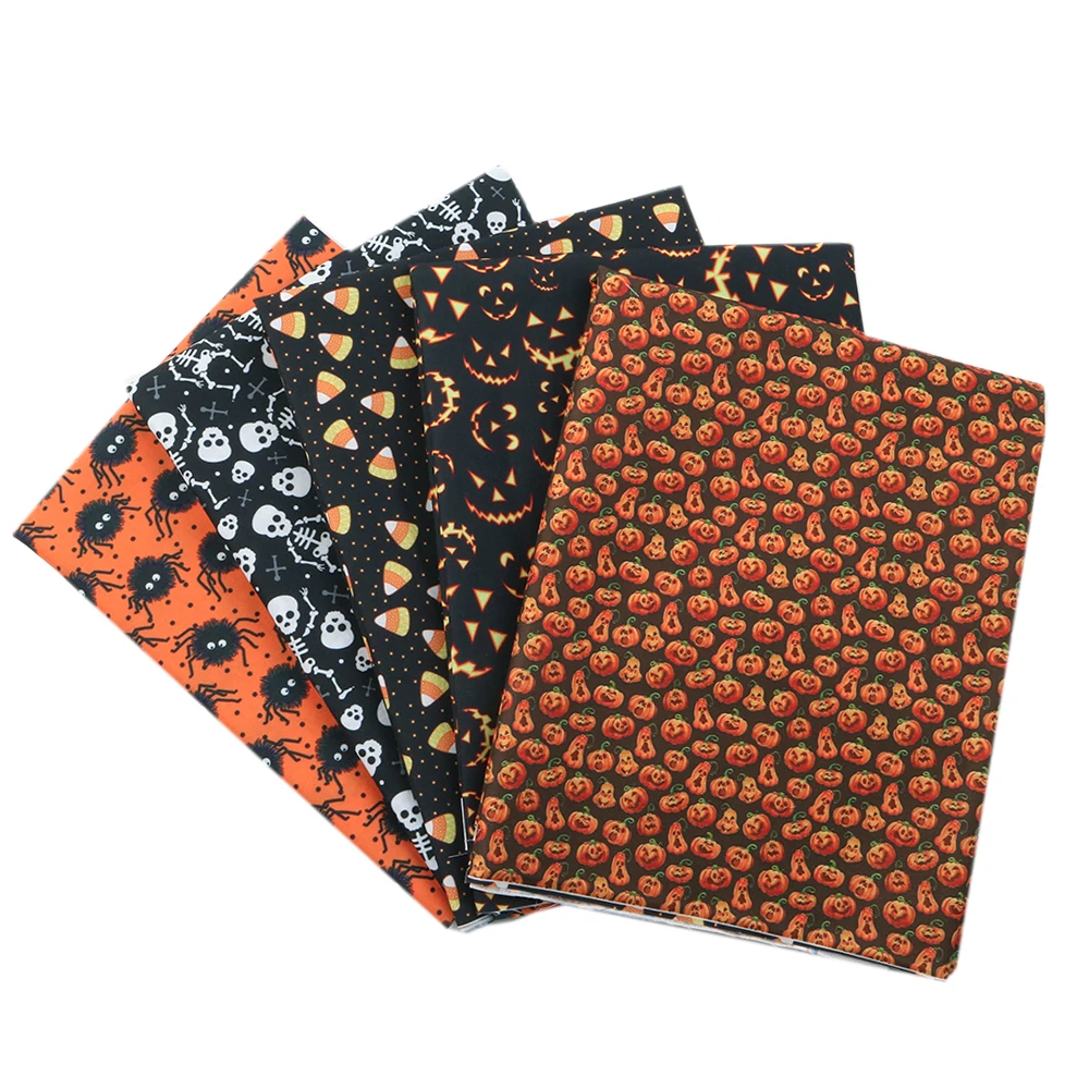 

5PCS 50*140cm Halloween 100% Cotton Fabric Quilting Patchwork Cloth Dress Puppet Garment Tissue Material Doll,1Yc12410