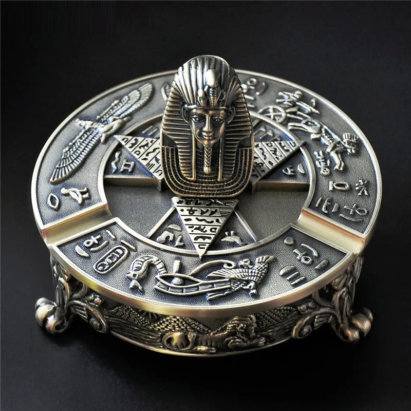 

Retro Egypt Pharaoh Ashtray Fashionable Office Ashtray Ancient Egyptian Zinc Alloy Craft Home Adornment Bedroom Decoration
