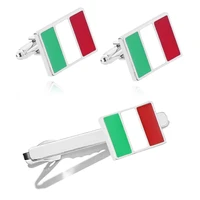 temperament fashion mens cufflinks tie clip italy three color flag new alloy wedding suit cufflinks tie clip jewelry gift