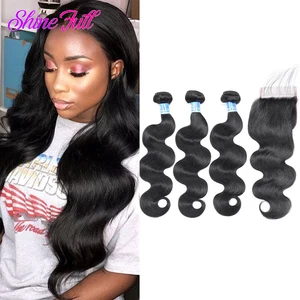 Человеческие волосы Panse, пучки волос с кружевной застежкой, волнистые бразильские волосы 3 шт.лот, толстые полные пучки, не Реми, бесплатная доставка