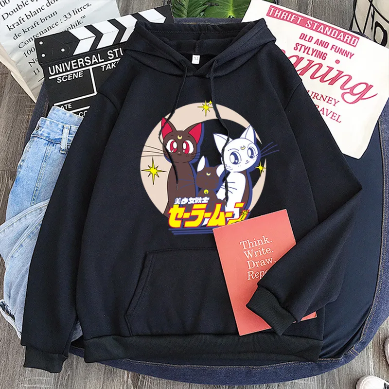 

2021 Girl Cartoon Cat Hoodie Print Loose Long Sweatshirt Hoodie Purple Pullover Japanese-style ins Casual Wild Trend Hoodie