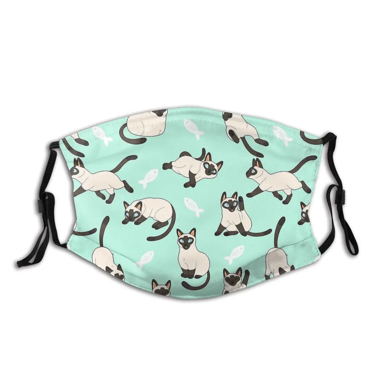 

Siamese Cats Washable Printed Mouth Face Mask Windproof Cold Proof with Filter Earloop Protection Cover Respirator for Men Women