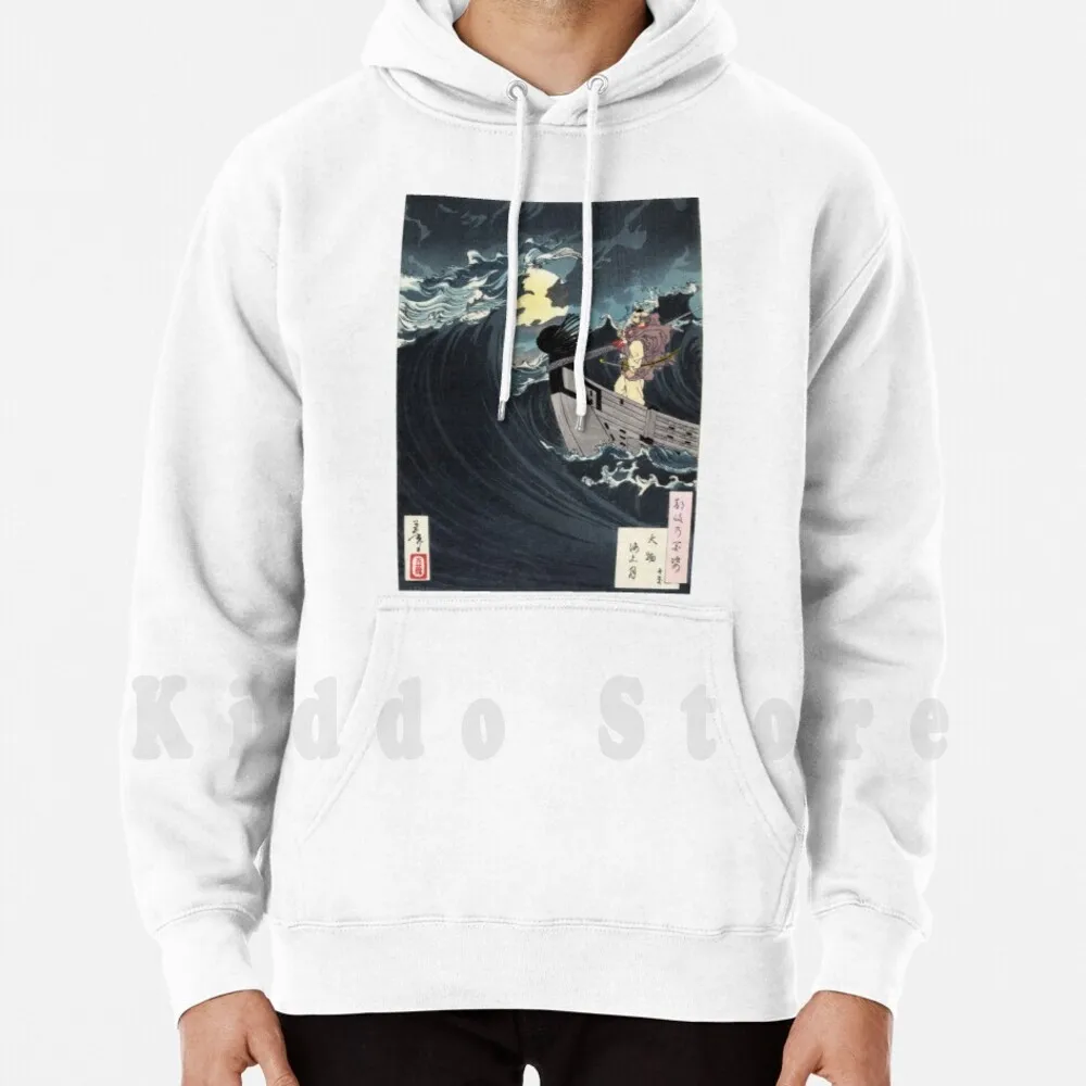 

Худи Moon Over The Waters At Daimotsu Bay-Yoshitoshi Taiso-1886-Woodcut японское классическое худи с длинным рукавом