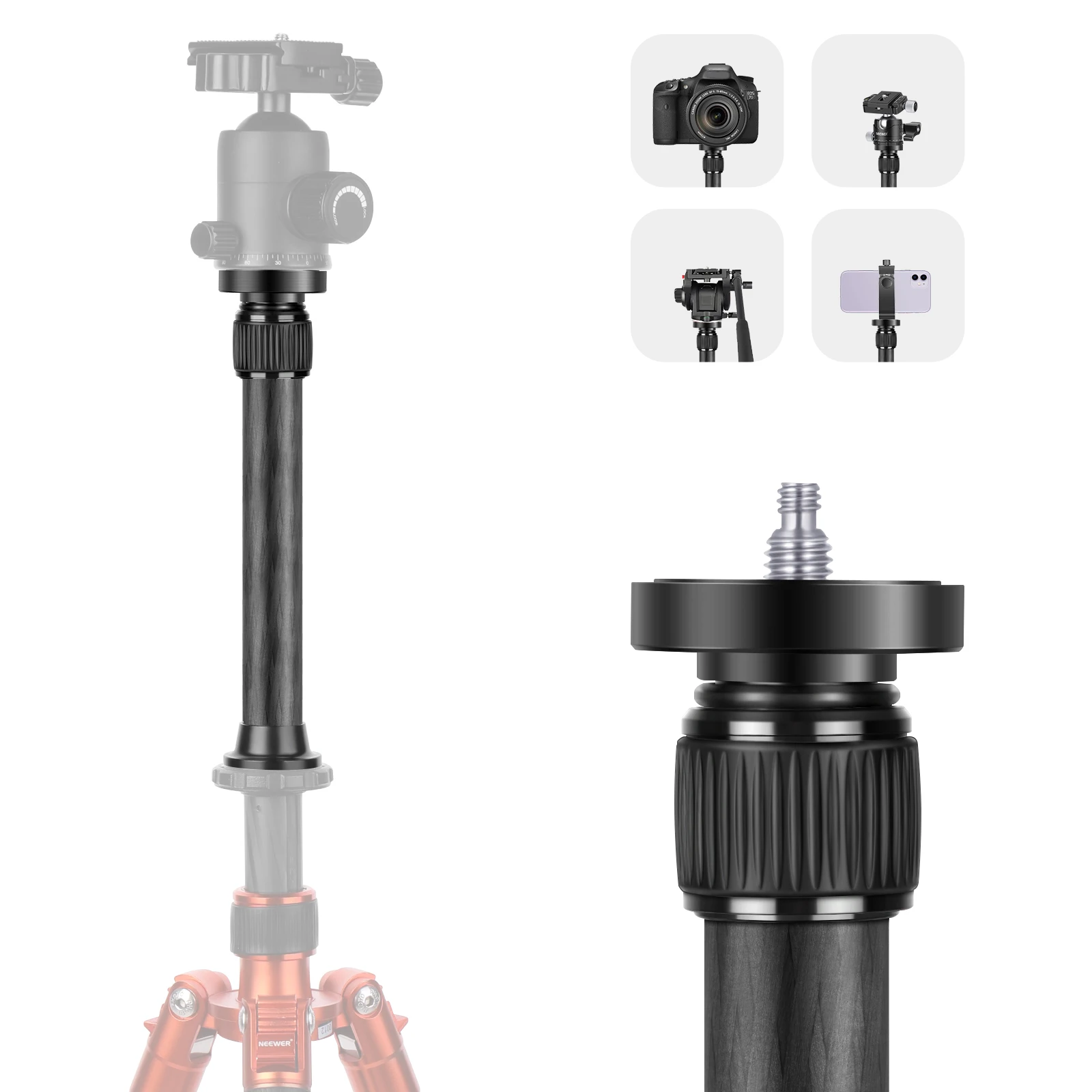 

Neewer Tripod Extender, Carbon Fiber Tripod Extension Tube, Center Column Handheld Telescopic Stick Rod for Gimbal/DSLR Camera