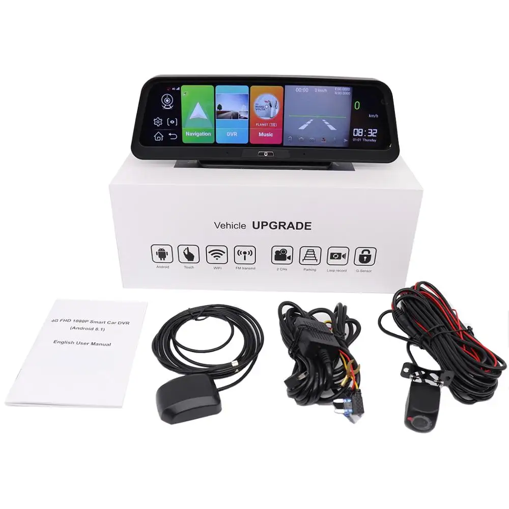 

12" IPS 4G Car Dashboard Camera GPS Android 8.1 Navigation ADAS 2G RAM 32G ROM FHD 1080P Dual Lens Car Video Recorder DVR