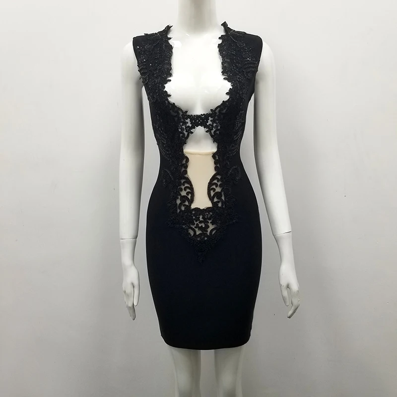 Новое поступление, Бандажное платье из вискозы с глубоким V-образным вырезом, 7 цветов, белое, черное, платье с вырезами и блестками, весеннее ... от AliExpress RU&CIS NEW