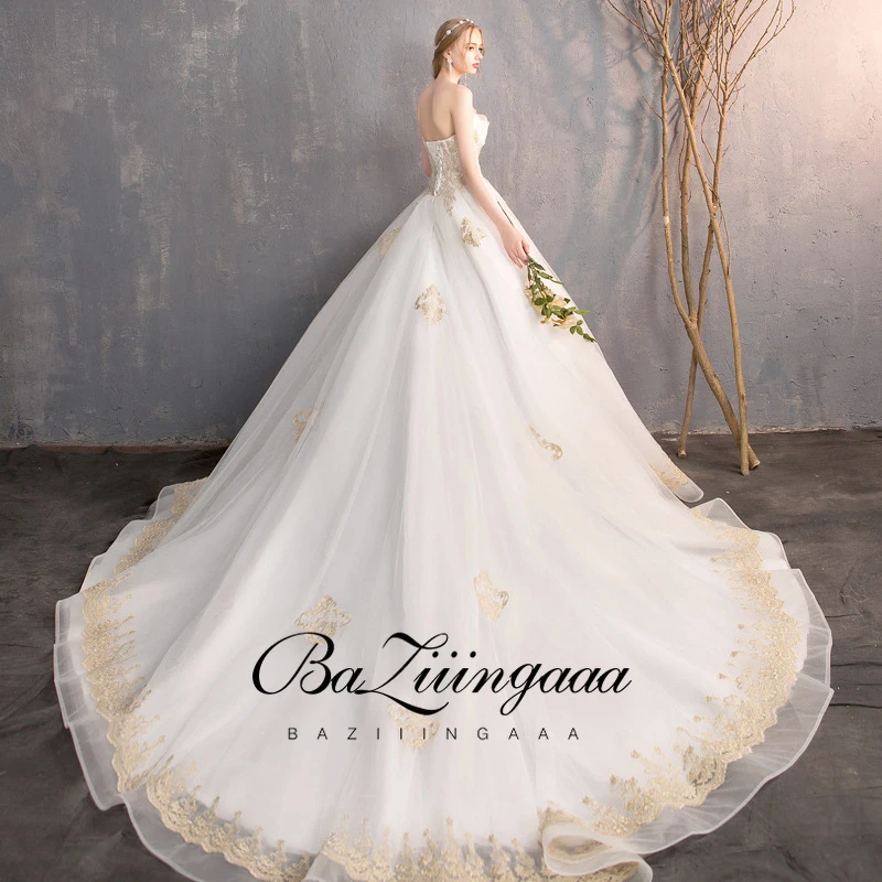 BAZIIINGAAA простое свадебное платье с кружевным рукавом и открытыми плечами подходит