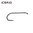 ICERIO 30 шт. черная никелевая отделка Высокоуглеродистая сталь классический сухой крючок для вязания нахлыстом Стандартный колючий крючок для ловли форели