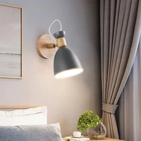 Nordic Creative Simple Wood Wall Lamp Colorful E27 Lighting Fixture Living Room Staircase Hotel Aisle Bedroom Bedside Sconce