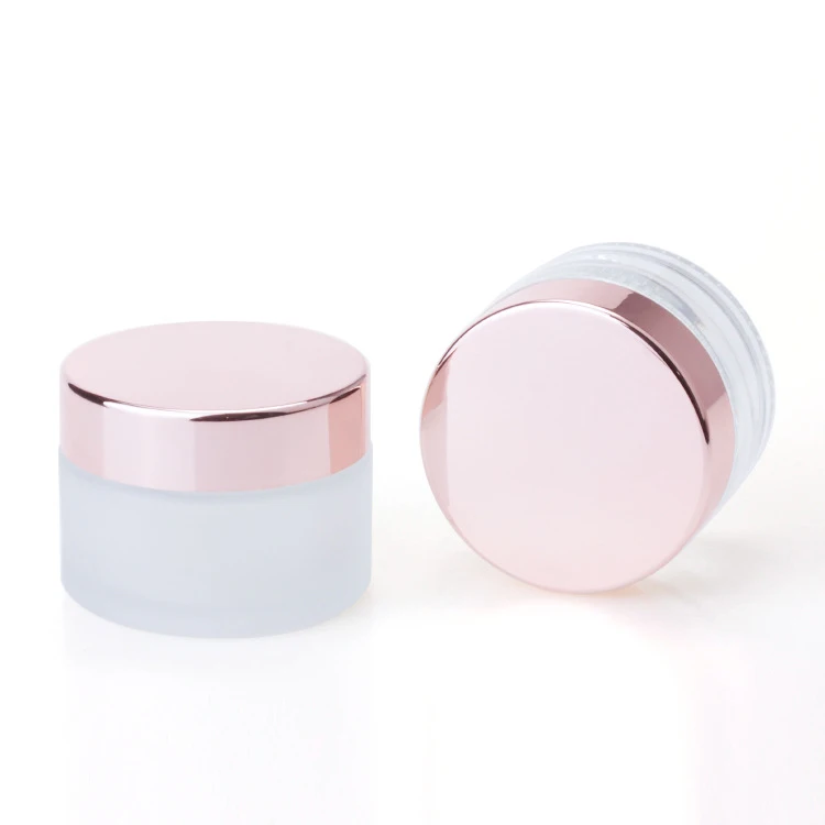 Wholesale Empty 100pcs 100g Rose Gold Lid Frosted Clear Cosmetic Face Cream Glass Jar