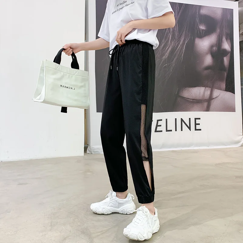 

DASSWEI Fashion Herem Pants Women 2022 Spring Summer Casual Ankle Length Mesh Loose Solid Trousers Female Sports Pants Plus Size