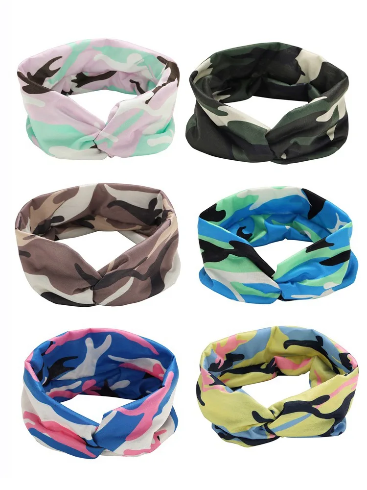 

QIMOSHI 6PCS Boho Headbands for Women Vintage Floral Print Headwrap Hair Band Sports Elastic Head Wrap Twisted Cute