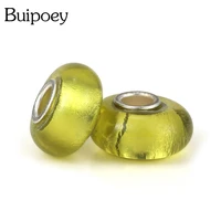 buipoey 2pcs yellow glass bead big hole straight beaded fit diy charm bracelet necklace jewelry making accessory gifts