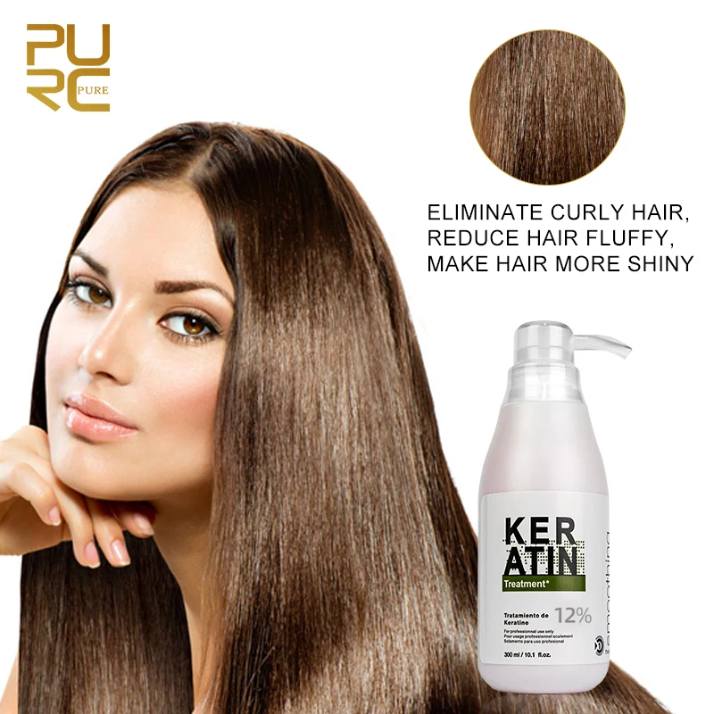 

PURC 12% Formaldehyde Keratin Hair Treatment Straightening Hair Scalp Treatments Hair Care Products for Women 300ml