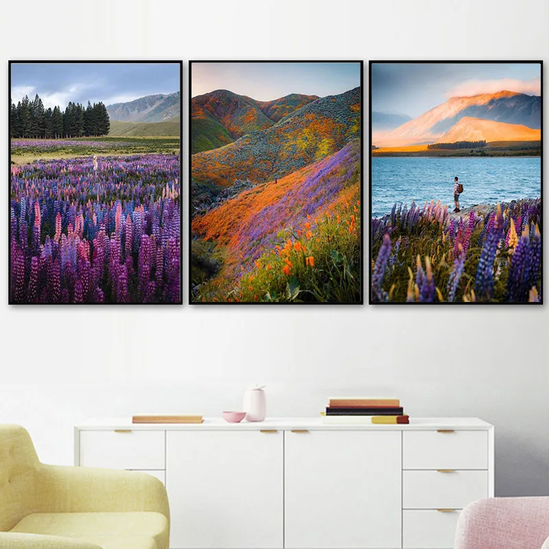

Natural Scenery Flower Mountain River Canvas Painting Wall Art Decoration Posters and Prints Wall Pictures for Living Room Decor