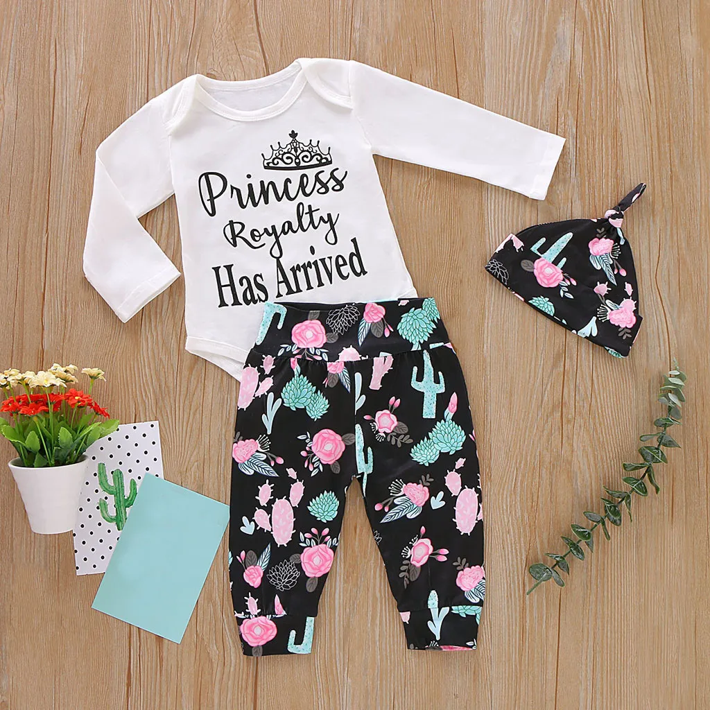 Комбинезон для новорожденных девочек боди с буквенным цветочным принтом штаны