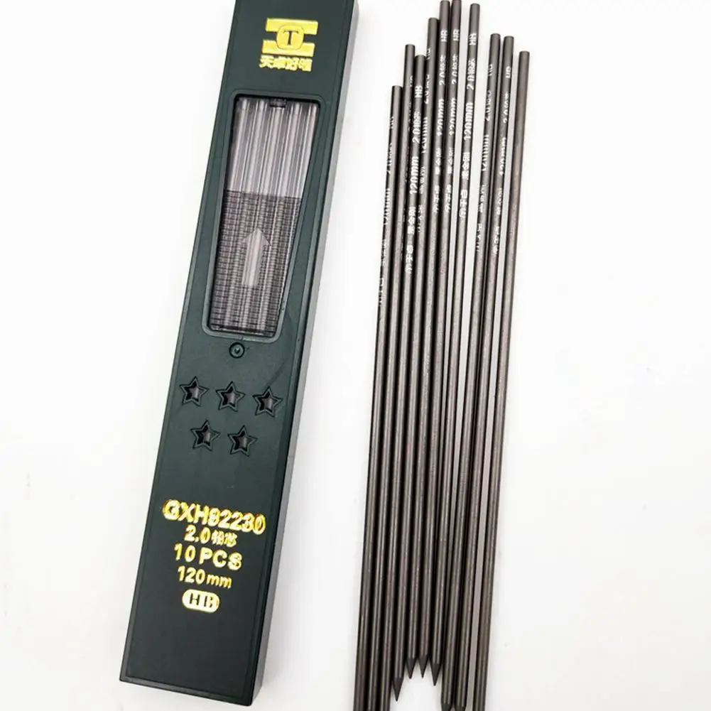 

10 Pcs/box 2mm 2B HB Black 2.0mm Mechanical Pencil Lead Stationery Refills Office Art Supplies