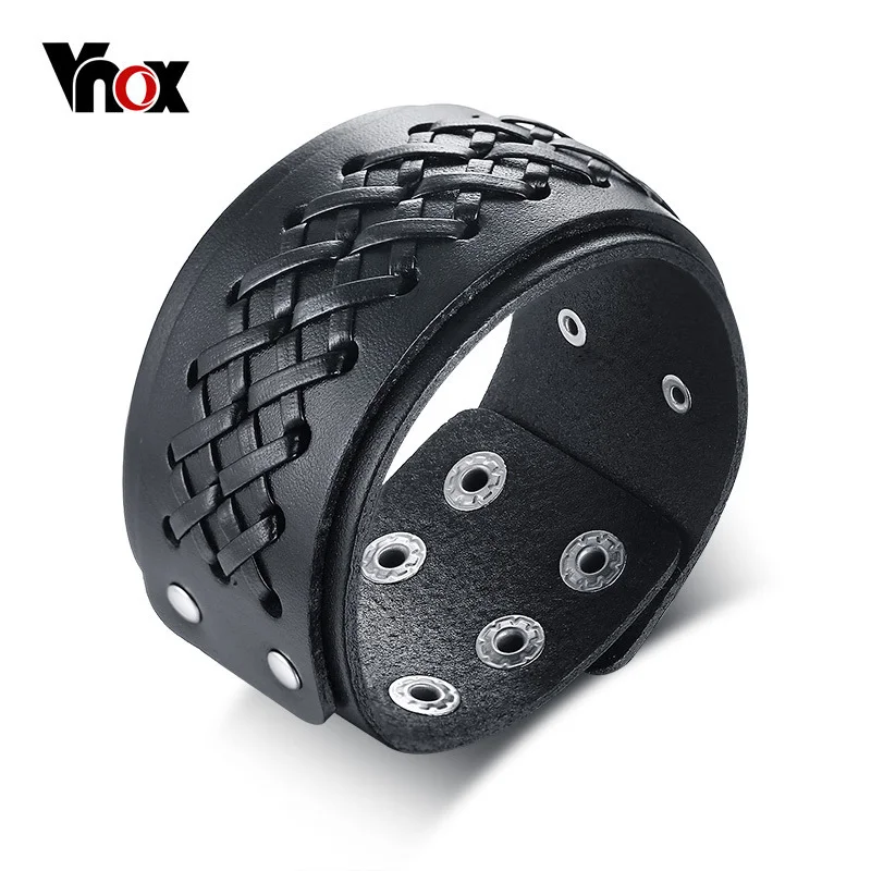 Мужской кожаный плетеный браслет Vnox наручные браслеты готический винтажный