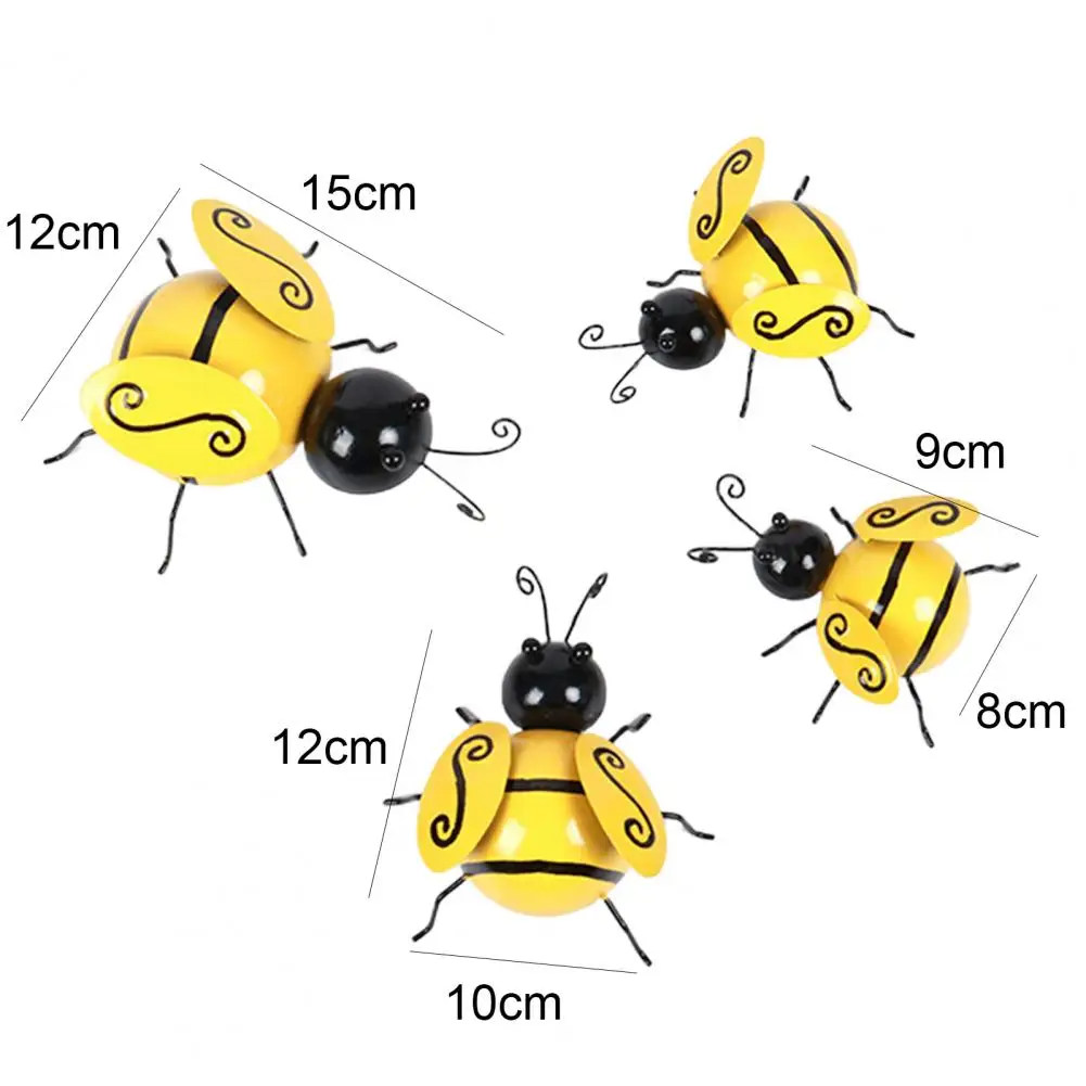 

New 4Pcs Pendant Bee-Shaped 3D Metal Retro Animal Wall Pendant for Home Cafe Wall Hanging Decoration Accessories Wholesale