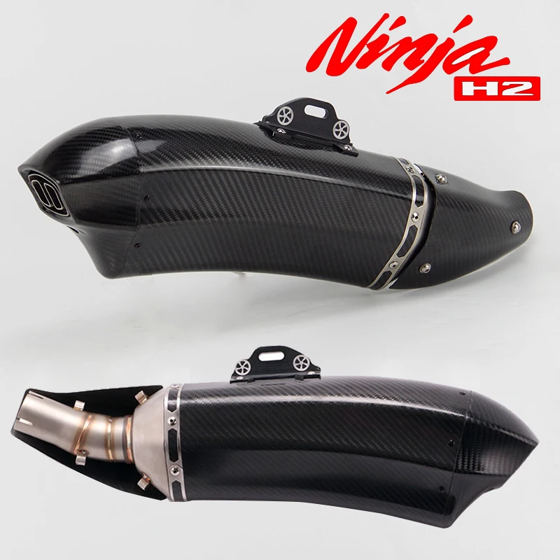 Ninja H2 Slip-on moto rcycle выхлопная труба глушителя с тепловой защитой из углеродного волокна выхлопная escape moto для Kawasaki ninja H2