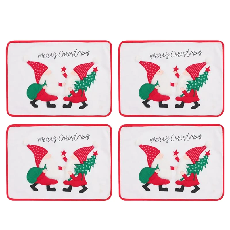 

Christmas Table Mat Set of 4, with Santa Claus Printed, Merry Christmas Dinner Mat Xmas Place Mat Kitchen Table Mat