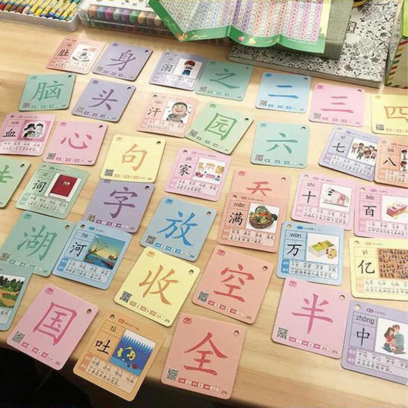 

300 sheets/set Baby Early Education Teaching CardChinese Character Learning Reused Pocket Toys Kids Picture Practice Card Book