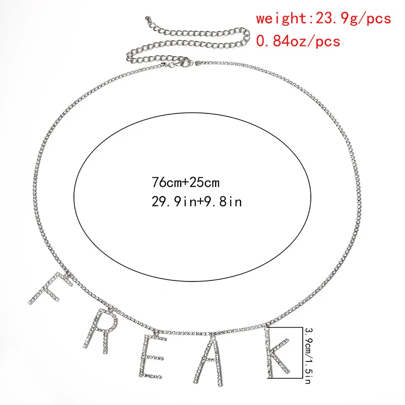 Цепочка женская с буквенным цирконом пикантный однослойный кулон на талию