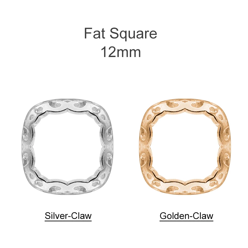 Fat square 12mm Отлично подходит все фигуры и размер пустой золотой и серебряный коготь для кристаллов Стразы Камни Diy ремесло в свадебное платье, одежда сшить - Цвет: Fat square 12mm