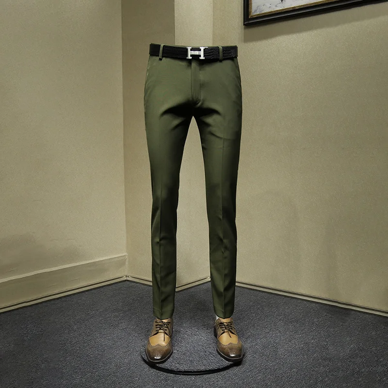 Мужские брюки модные облегающие деловые мужские уличные повседневные зеленые