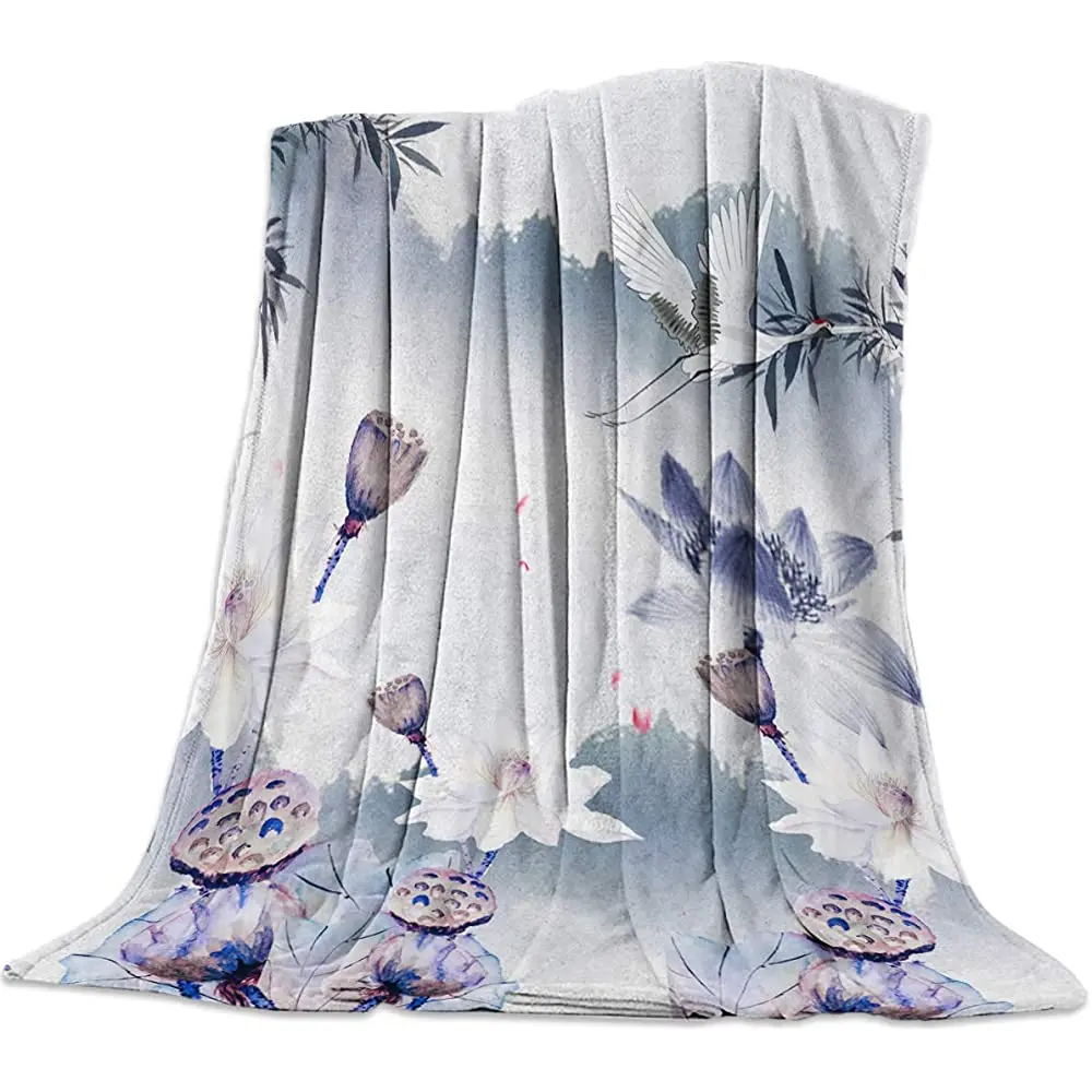 

Высококачественная легкая эргономичная чернильная картина 49x79 дюймов в китайском стиле с краном и цветком лотоса