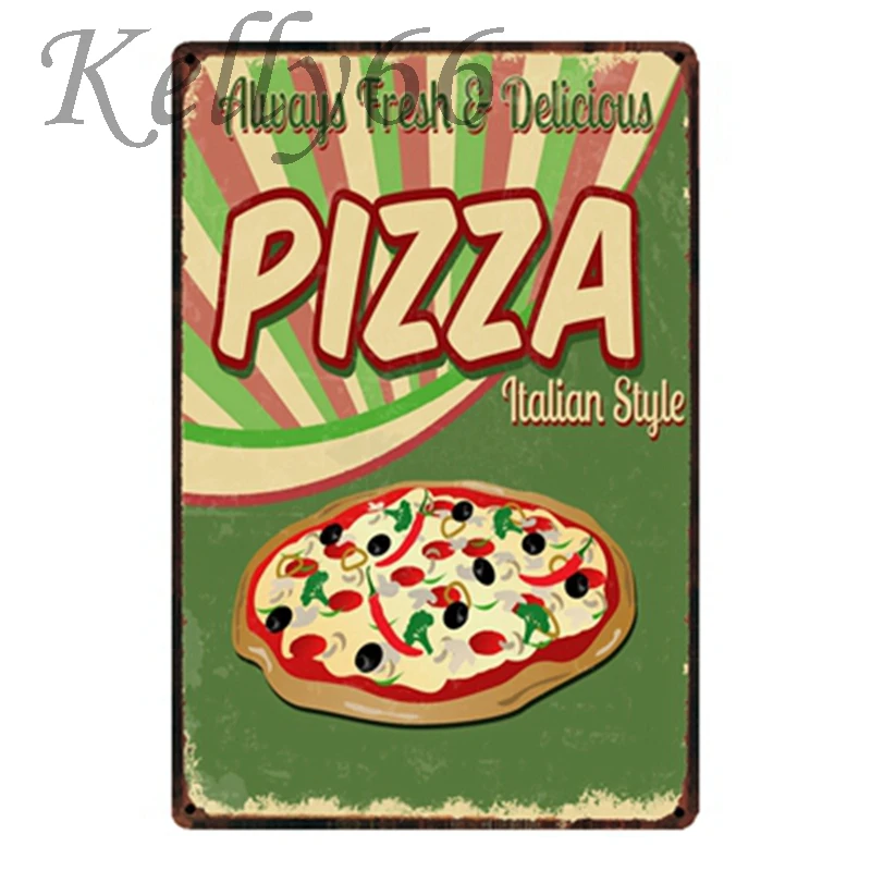 

[ Kelly66 ] Italian Pizza Metal Sign Tin Poster Home Decor Bar Wall Art Painting 20*30 CM Size y-1631