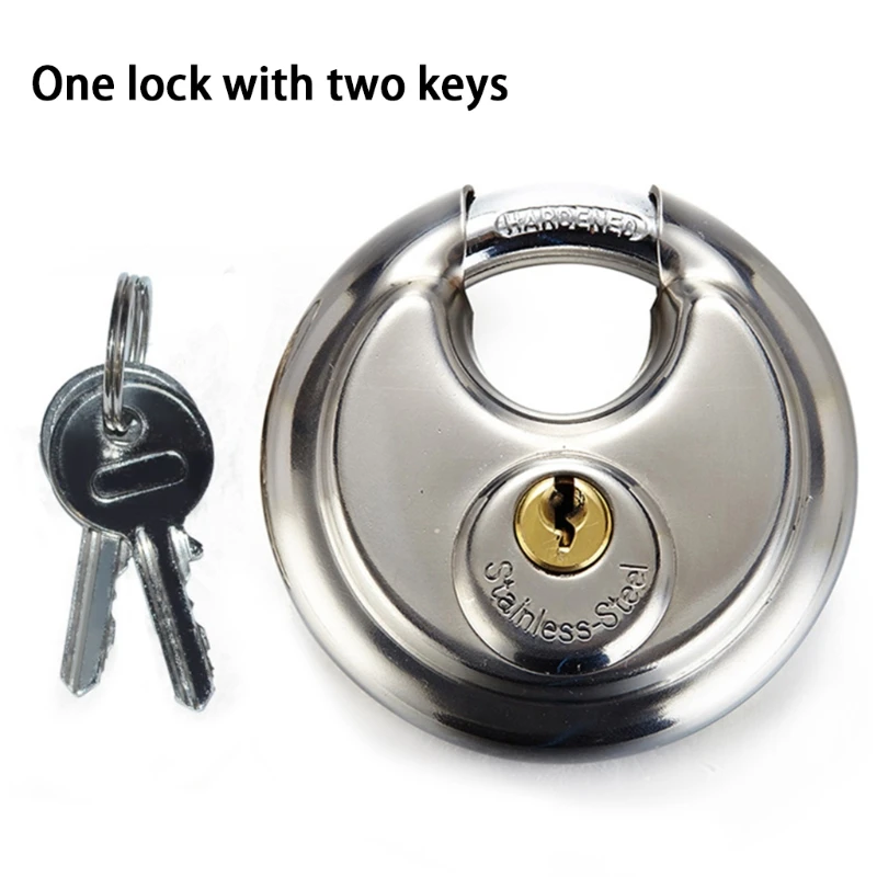

60/70/80/90mm Stainless Steel Discus Keyed Padlock with Hardened Steel Shackle for Storage Unit, Tool Box, Garages