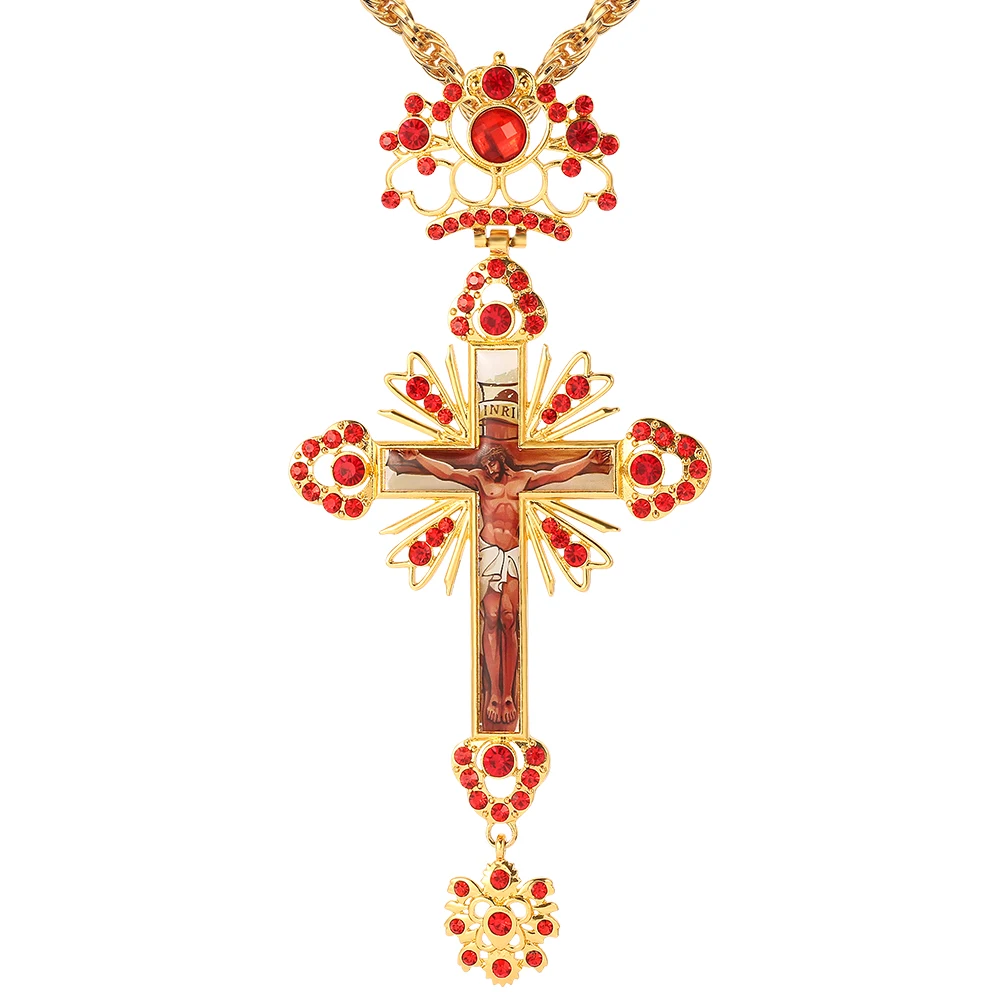 Большое Золотое ожерелье и подвеска с распятием в русском стиле религиозное