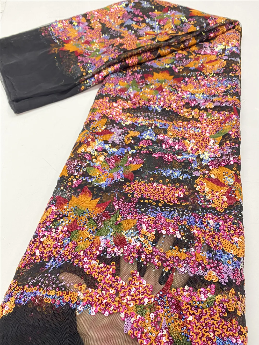 

NI.AI Hand-Made French Tulle Laces Sequins Fabric High Quality Embroidered Nigerian Fabrics African Lace Wedding Dress XY3796B