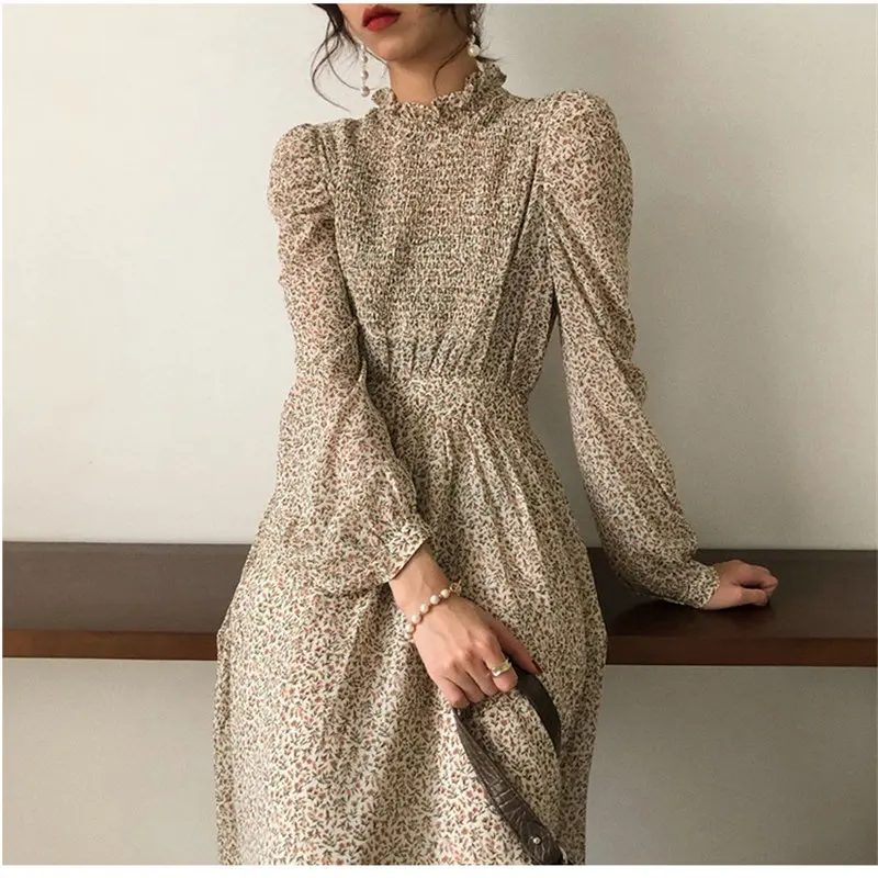 

New Spring Hot Cute Loose 2021 Vintage Waist-Controlled Print Floral Plus Size A-Line Casual All-Match Long Dresses