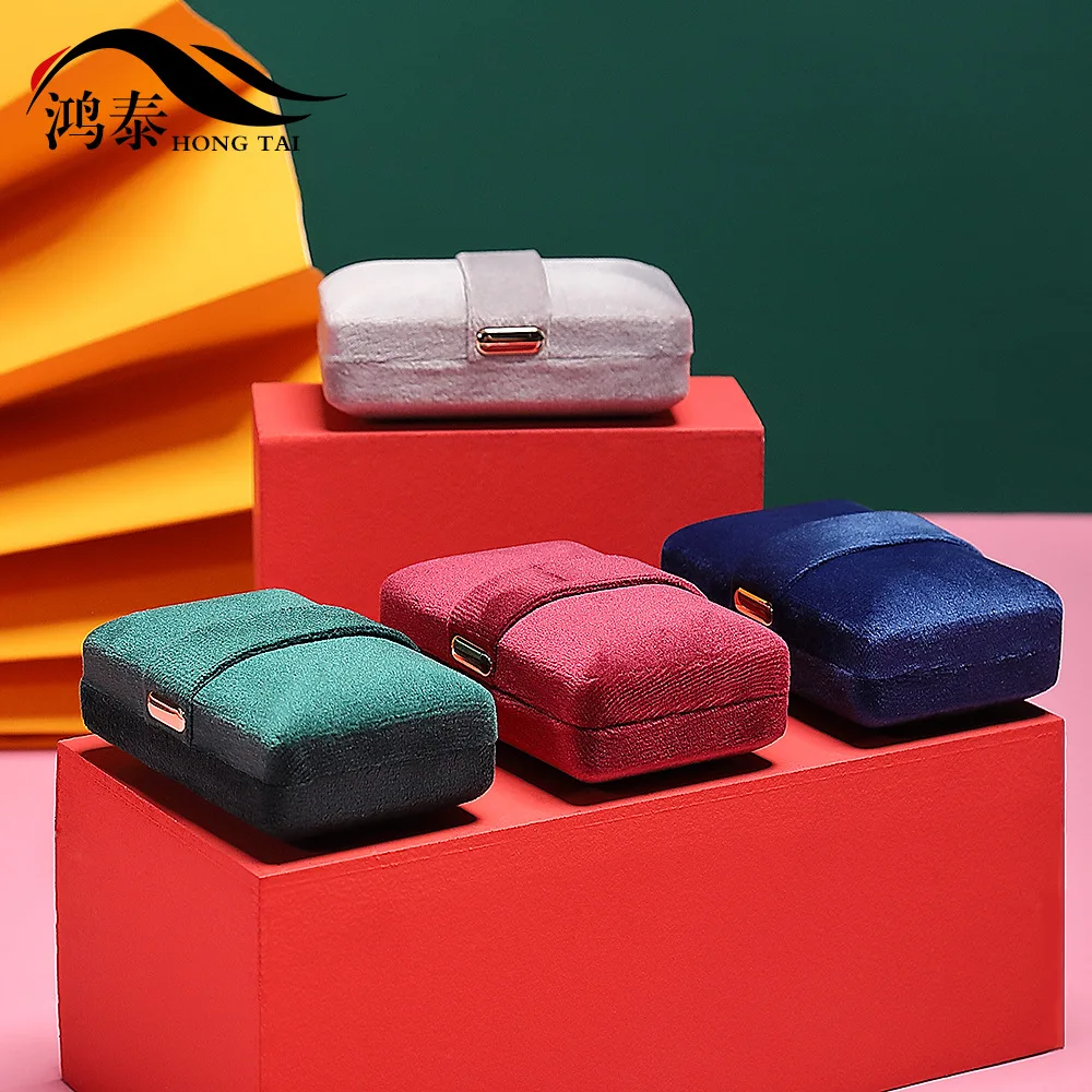 

New Suede Ring Necklace Box Jewelry Iron Box Hand Accompany Gift Packaging Small Box Jewelry Storage Box