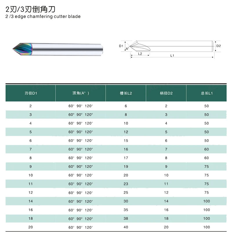 

BEYOND 2 Flutes Chamfer Milling Cutter Coated Aluminum Carbide Tungsten Steel Router Bit CNC 60 90 120 Degrees