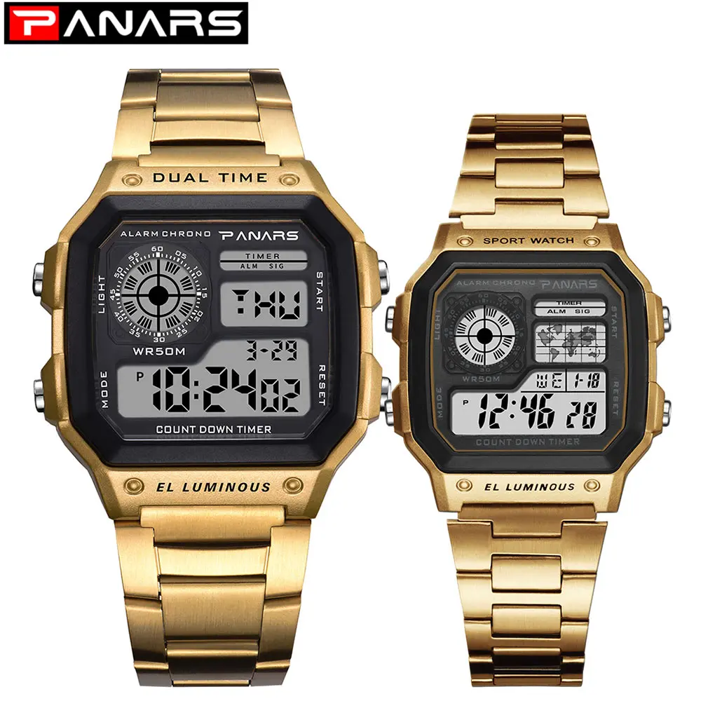 Часы мужские/женские из нержавеющей стали золотого/серебряного цвета спортивные