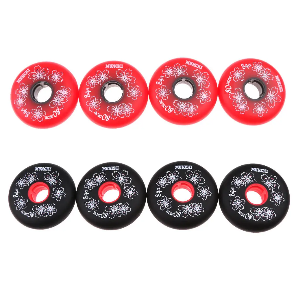 4 Pieces Inline Roller Hockey Fitness Skate Replacement Wheel 84A 72mm/76mm/80mm