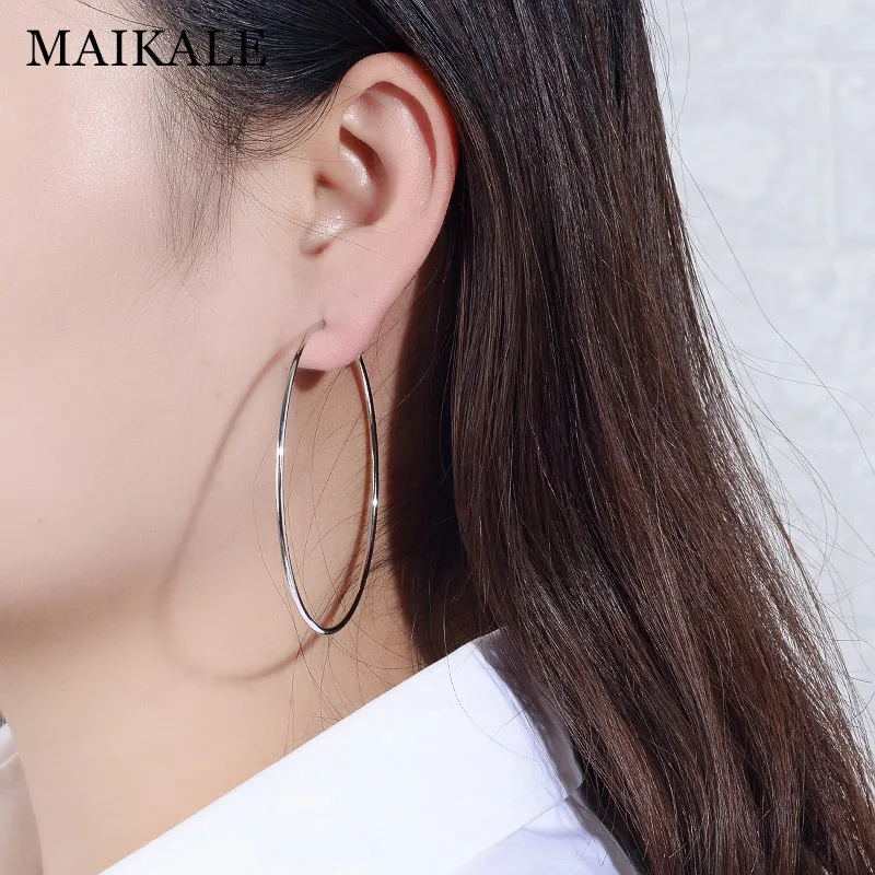 Женские Классические круглые серьги кольца MAIKALE большие/маленькие позолоченные