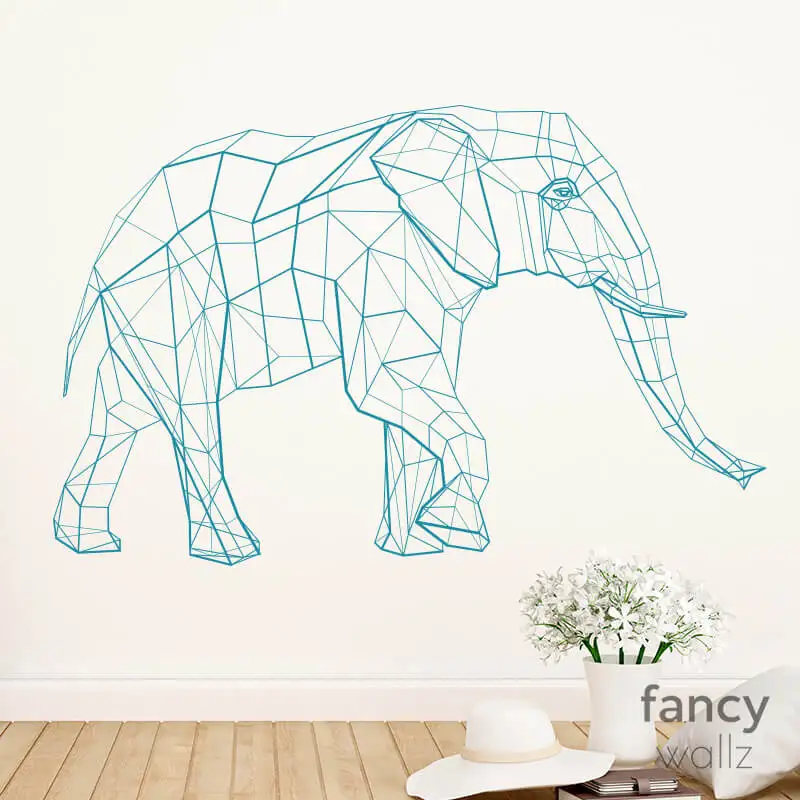 Геометрическая настенная наклейка с изображением слона - абстрактная наклейка искусства - геометрическая наклейка слона виниловый предмет декора для дома.