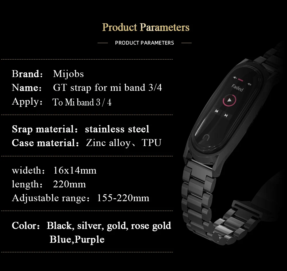 Для Xiaomi mi Band 4 металлический ремешок Безвинтовой из нержавеющей стали для Xiaomi mi band 4 NFC браслет металлический сменный ремешок для mi 4