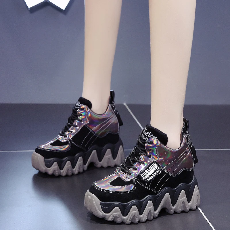 Lucyever/женские ботильоны из искусственной кожи Сезон осень зима Обувь на платформе