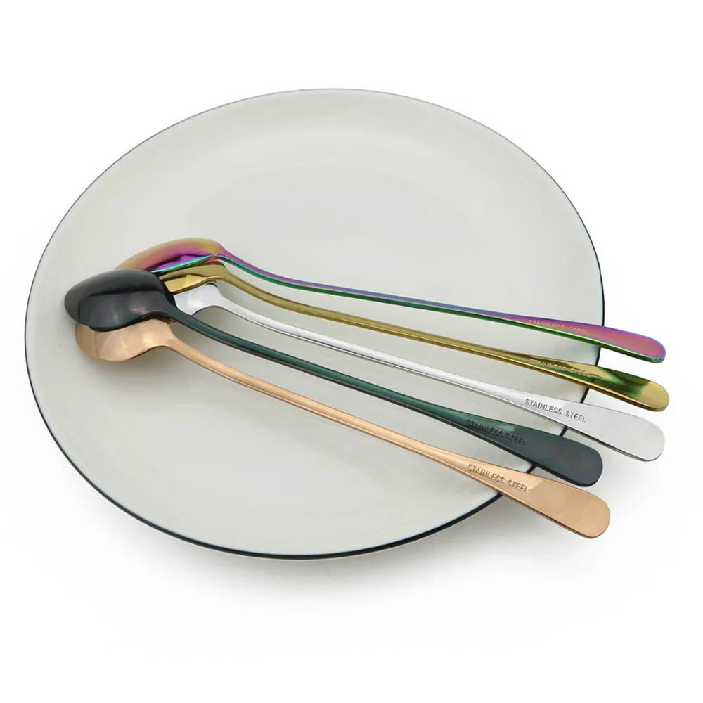Красочные ложки с длинной ручкой для сока кофе перемешивания столовых приборов