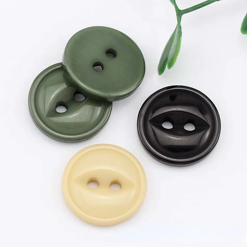 

50pcs/pack 15mm High-end Sweater Button Resin Two-eye Fish-eye Button DIY Clothing Suit Jacket Decoration Supplies